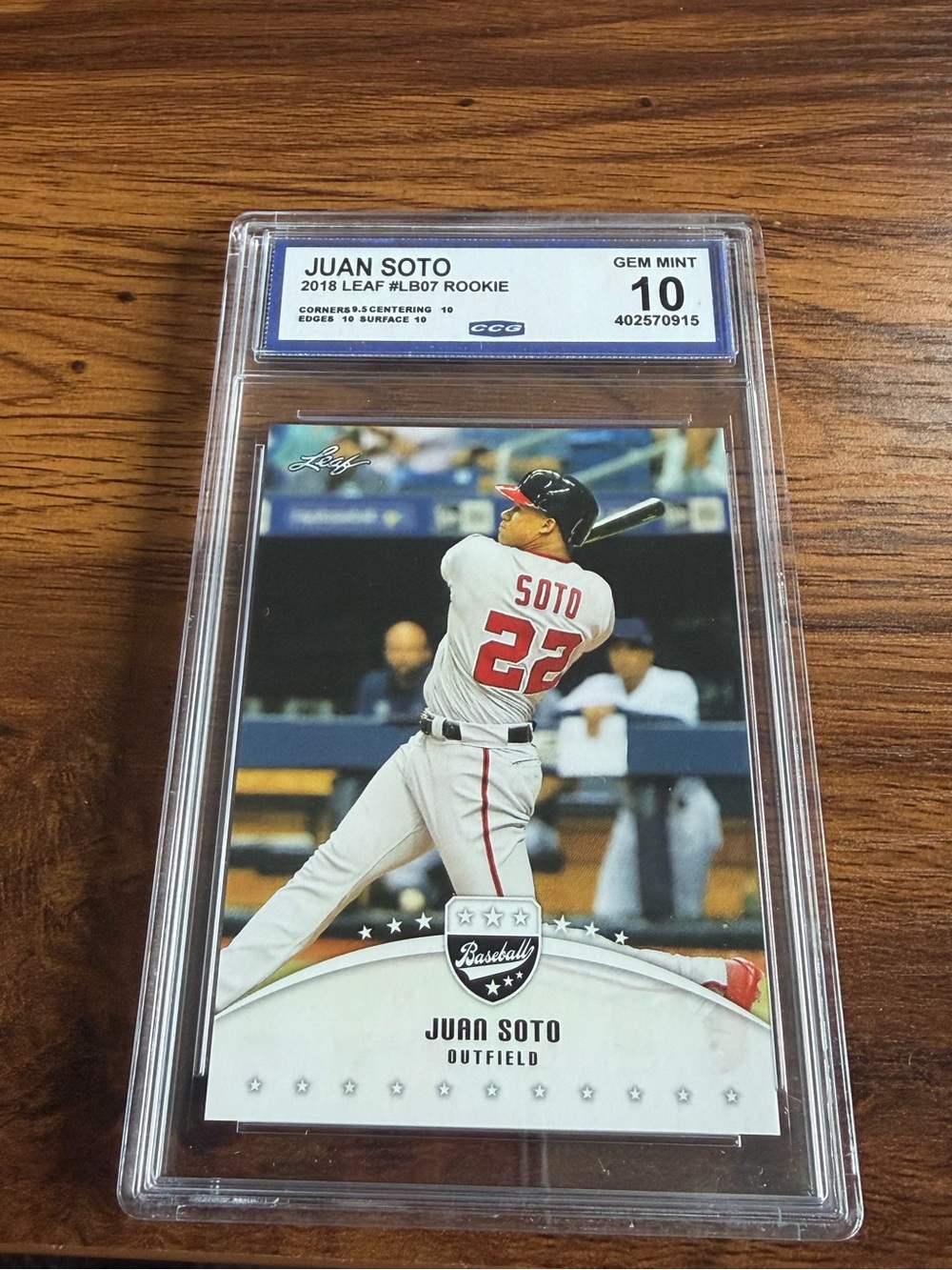 2018 Leaf Juan Soto Rookie Card CCG 10 Gem Mint Nationals RC